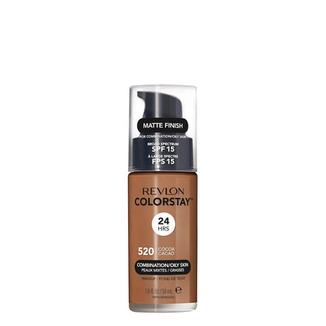 Revlon ColorStay Foundation Combination & Oily Skin SPF15 - 520 Cocoa - foundation container isolated on a white background