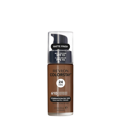 Revlon ColorStay Foundation Combination & Oily Skin SPF15 - 610 Espresso - foundation container isolated on a white background