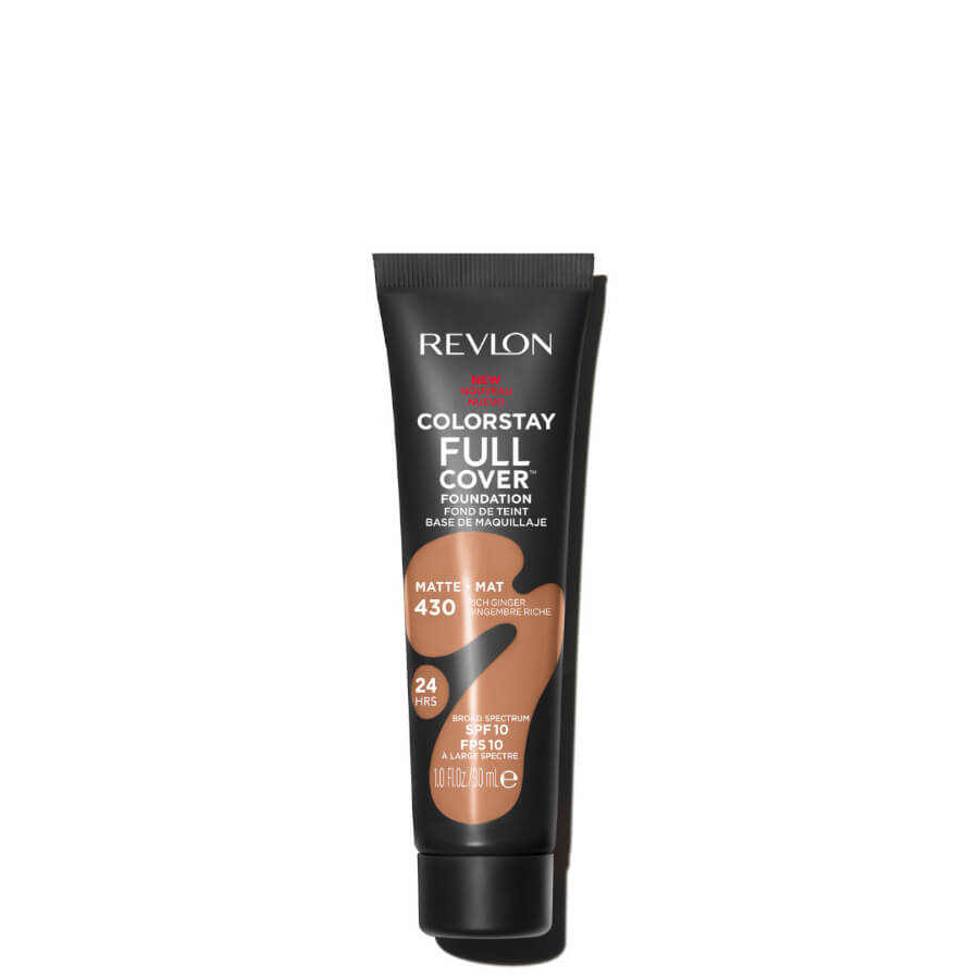 Revlon ColorStay Full Cover Foundation SPF10 - 430 Rich Ginger - foundation container isolated on a white background