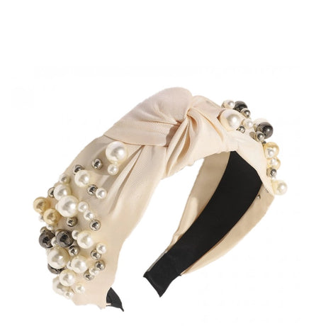 Roxie Cosmetics Classic Headband Creamy With Pearls - isolated on a white background
