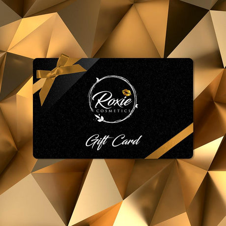Roxie Cosmetics Gift Card - product displayed with its packaging on a dark background