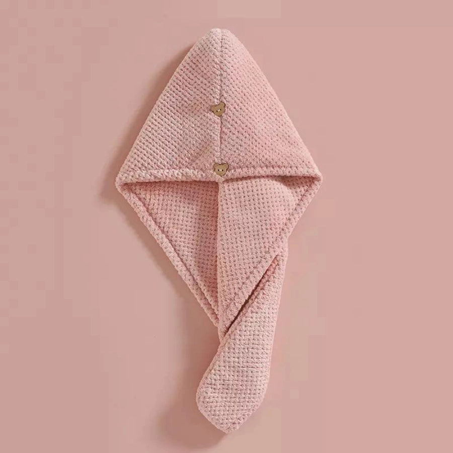 Roxie Cosmetics Luxe Microfiber Pineapple Lattice Hair Towel Turban - Coral Candy - product displayed with its packaging on a dark background