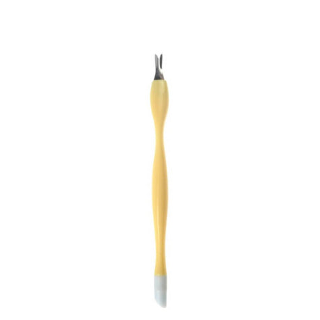Sunone Cuticle Pusher NF052 Yellow - stainless-steel cuticle pusher with the working tip visible on a white background