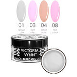 Victoria Vynn Builder Gel Best-Sellers Bundle - product and colour sample arranged on a white background