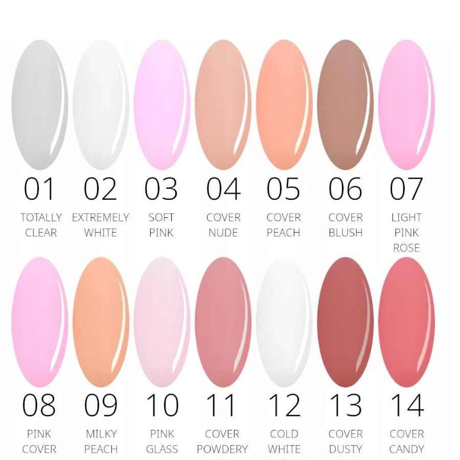 Victoria Vynn Builder Gel UV/LED Extremely White 02 - product and colour sample arranged on a white background