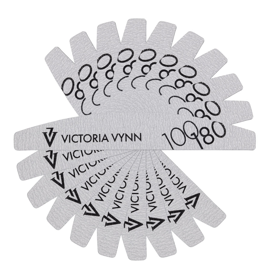 Victoria Vynn Crescent Grey Nail Files 100/180 10pcs - isolated on a white background