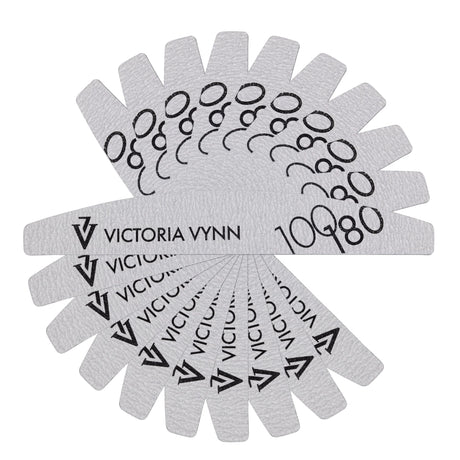 Victoria Vynn Crescent Grey Nail Files 100/180 10pcs - isolated on a white background