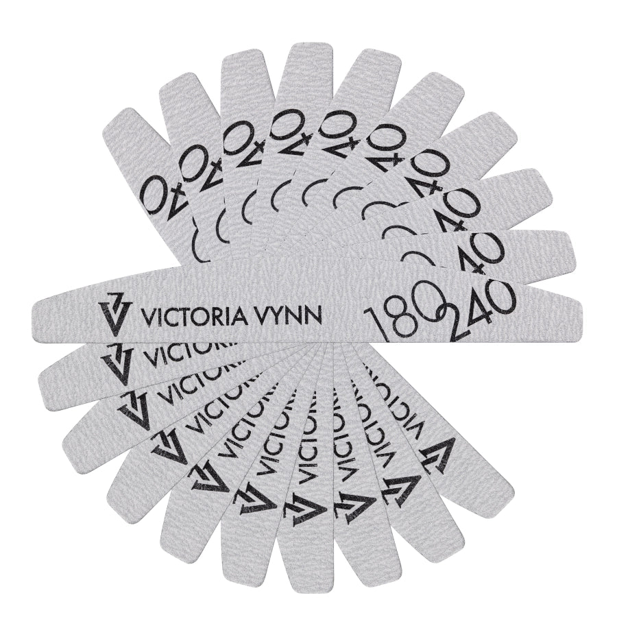 Victoria Vynn Crescent Grey Nail Files 180/240 10pcs - isolated on a white background