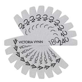 Victoria Vynn Crescent Grey Nail Files 180/240 10pcs - isolated on a white background