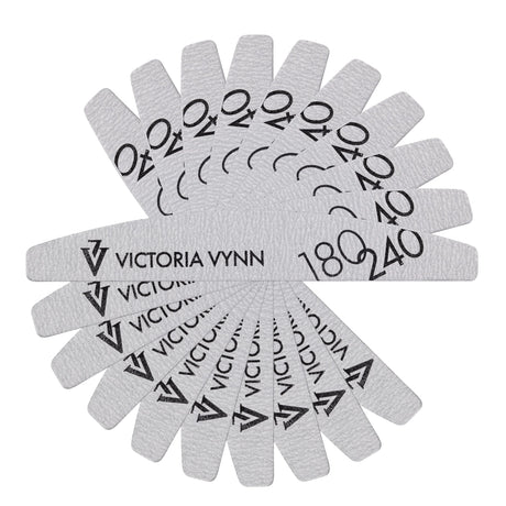 Victoria Vynn Crescent Grey Nail Files 180/240 10pcs - isolated on a white background