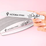Victoria Vynn Crescent Grey Nail Files 180/240 10pcs - shown held in the hand