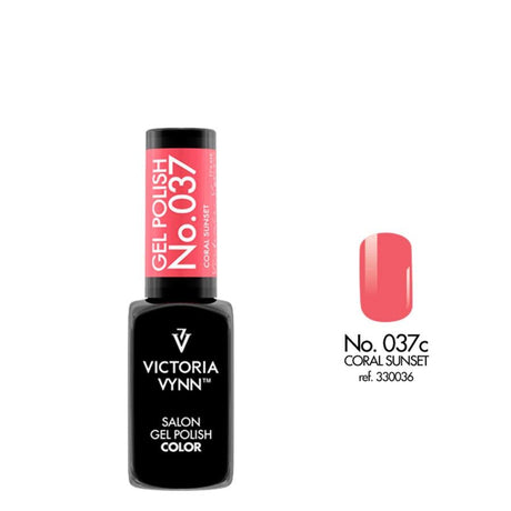 Victoria Vynn Gel Polish Color 037 Coral Sunset - product colour shown on a white background