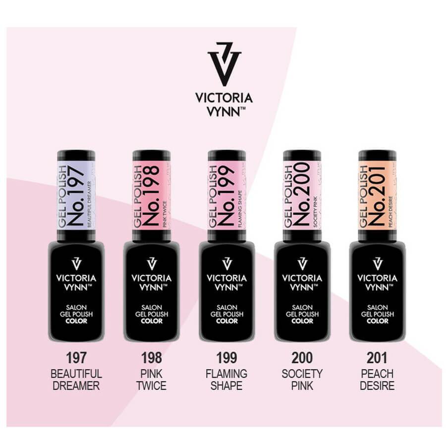 Victoria Vynn Gel Polish Color 198 Pink Twice - shade swatches shown beside the product