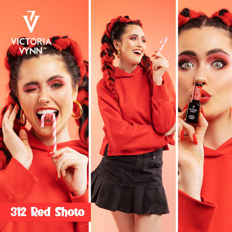 Victoria Vynn Gel Polish Color 312 Red Shoto - colour shown on manicured nails