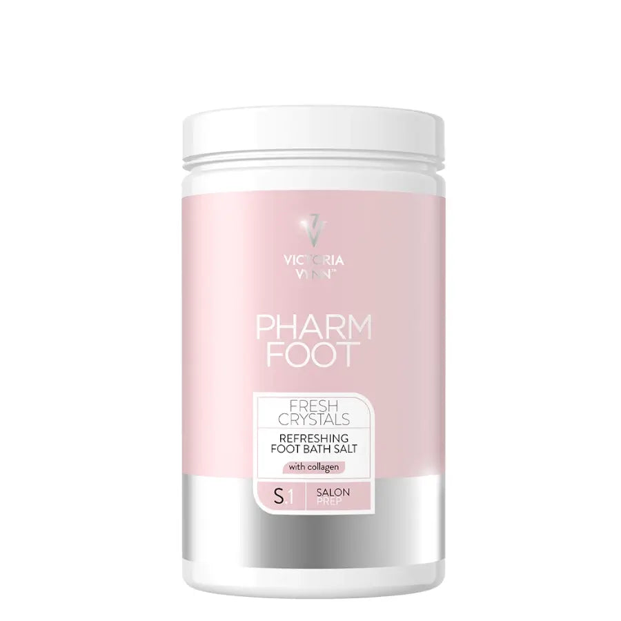 Pharm Foot Fresh Crystals Refreshing Foot Salt S.1 - arranged with the included components on a white background