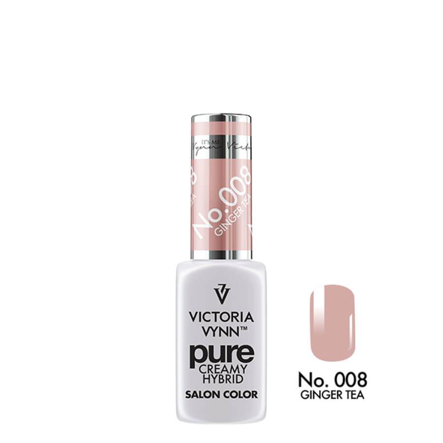 Victoria Vynn Pure Creamy Hybrid Gel 008 Ginger Tea - product and colour sample arranged on a white background