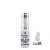 Victoria Vynn Pure Creamy Hybrid Gel 035 Silver Cement - product and colour sample arranged on a white background