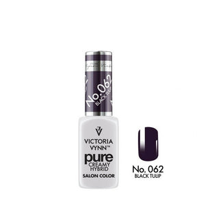 Victoria Vynn Pure Creamy Hybrid Gel 062 Black Tulip - product and colour sample arranged on a white background