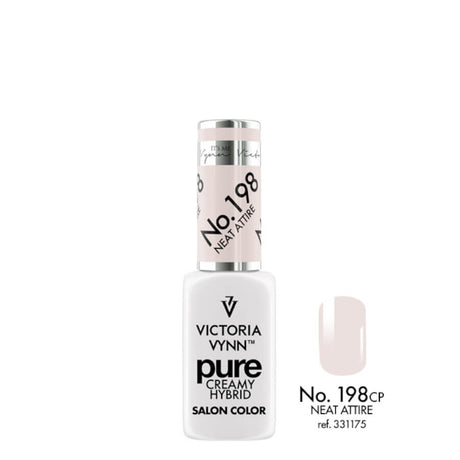 Victoria Vynn Pure Creamy Hybrid Gel 198 Neat Attire - product and colour sample arranged on a white background