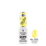 Victoria Vynn Pure Creamy Hybrid Gel 205 Light Bulb - product and colour sample arranged on a white background