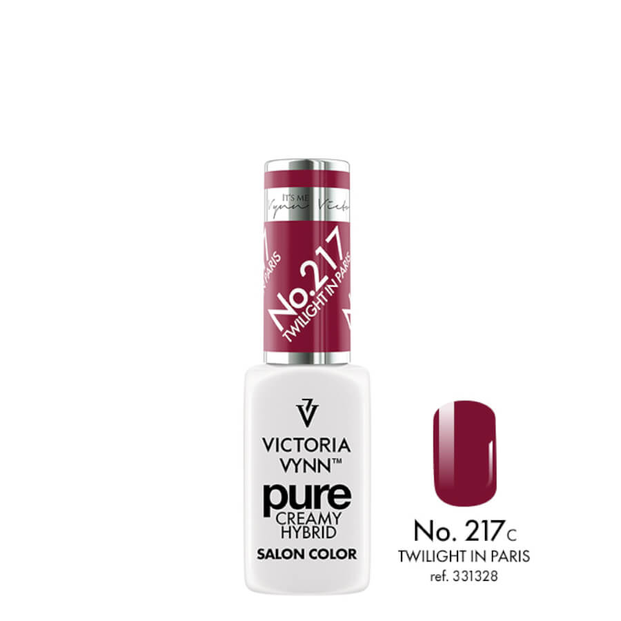 Victoria Vynn Pure Creamy Hybrid Gel 217 Twilight in Paris - product and colour sample arranged on a white background