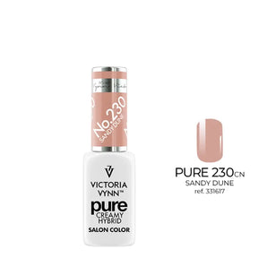 Victoria Vynn Pure Creamy Hybrid Gel 230 Sandy Dune - product and colour sample arranged on a white background