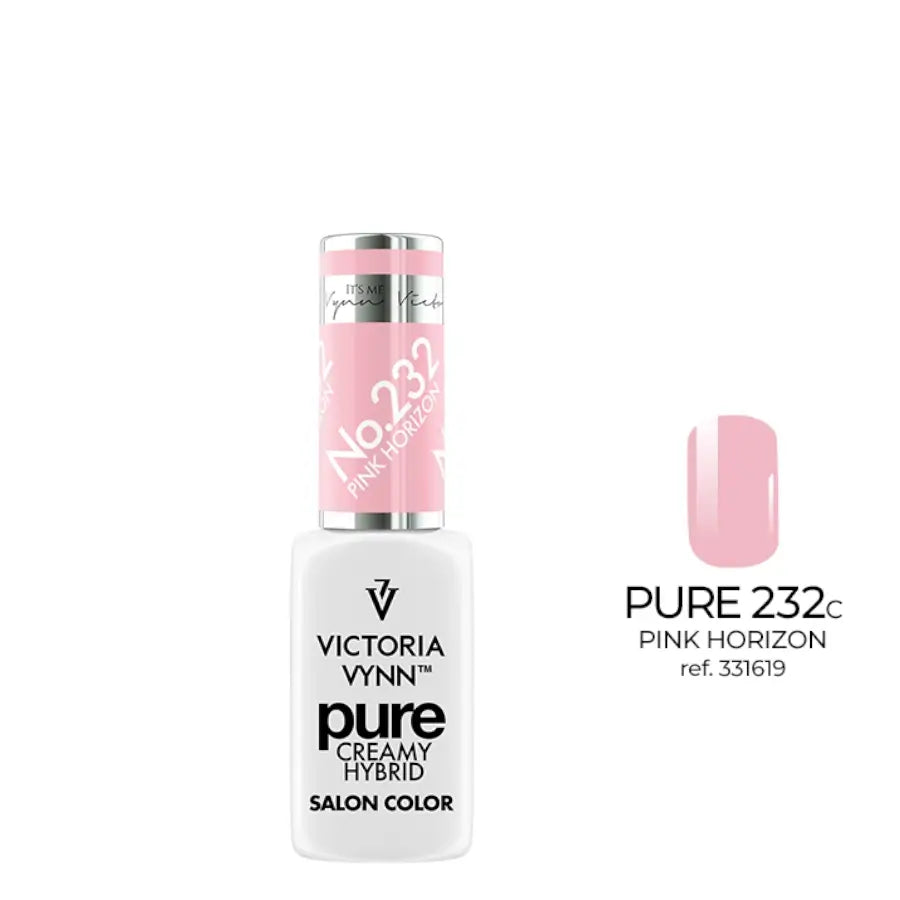 Victoria Vynn Pure Creamy Hybrid Gel 232 Pink Horizon - product and colour sample arranged on a white background