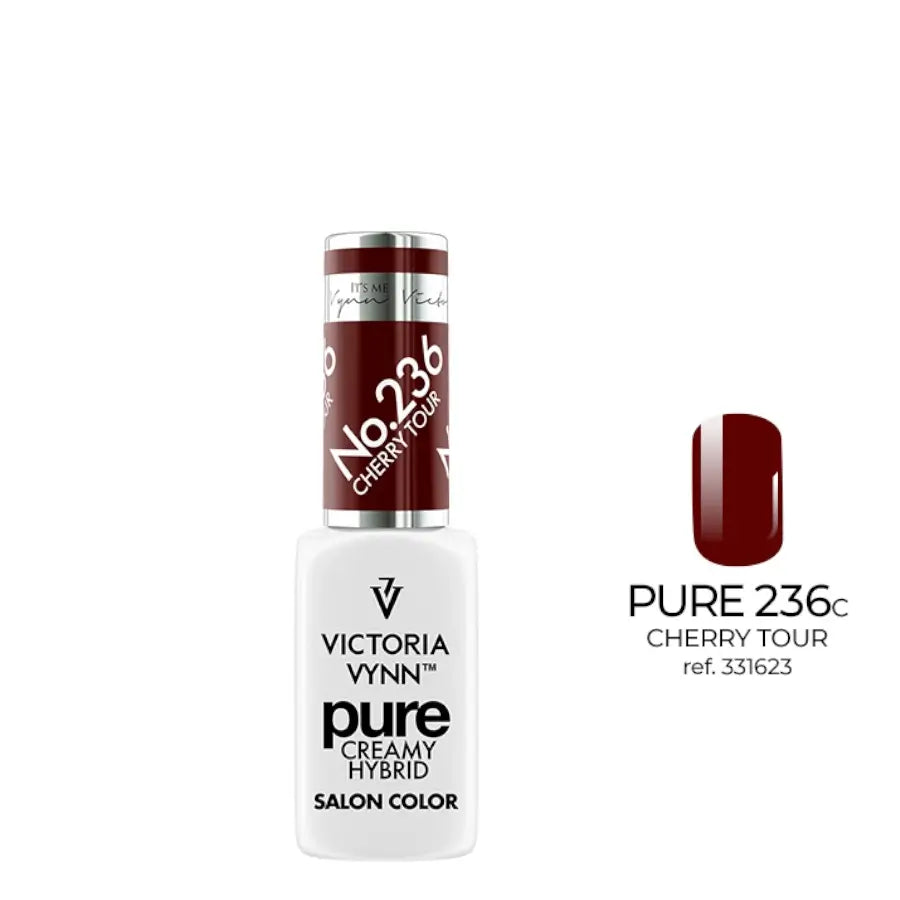 Victoria Vynn Pure Creamy Hybrid Gel 236 Cherry Tour - product and colour sample arranged on a white background