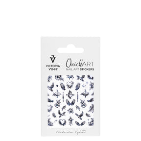 Victoria Vynn Quick Art Nail Stickers 01 Medium - arranged with the included components on a white background