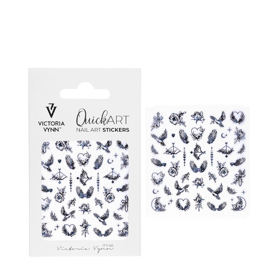 Victoria Vynn Quick Art Nail Stickers 01 Medium - arranged with the included components on a white background