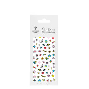 Victoria Vynn Quick Art Nail Stickers 15 Large - arranged with the included components on a white background
