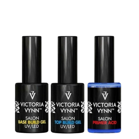 Victoria Vynn Salon Build Gel Base + Top & Primer Acid Set - isolated on a white background