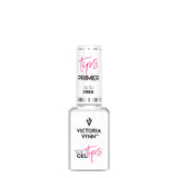Victoria Vynn Soft Gel Tips Acid-Free Primer - arranged with the included components on a white background