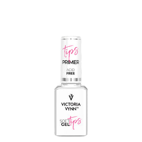 Victoria Vynn Soft Gel Tips Acid-Free Primer - arranged with the included components on a white background