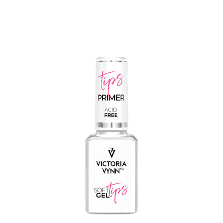 Victoria Vynn Soft Gel Tips Acid-Free Primer - arranged with the included components on a white background