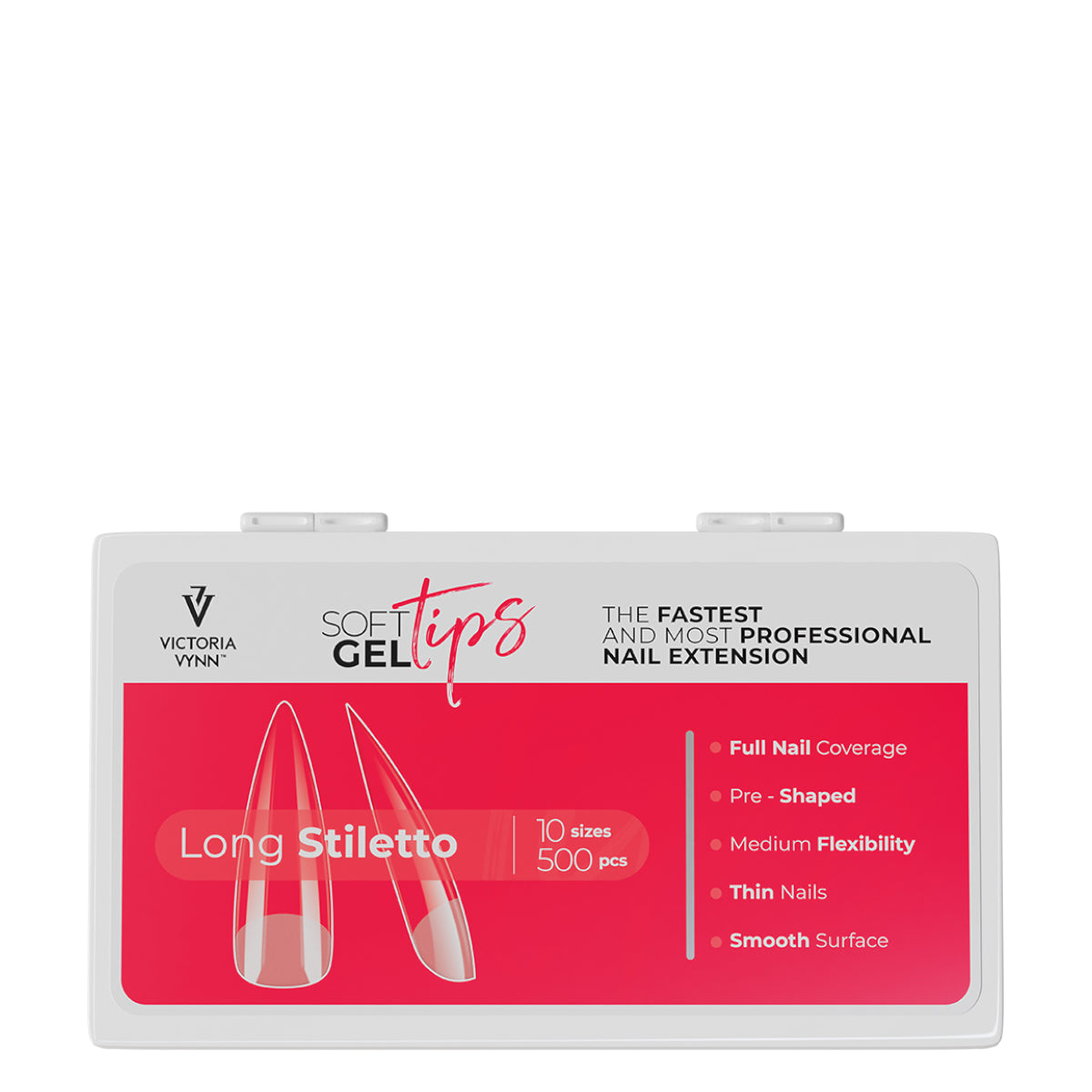 Victoria Vynn Soft Gel Tips Long Stiletto - isolated on a white background