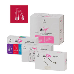 Victoria Vynn Soft Gel Tips Long Stiletto Complete Kit with LED Lamp - isolated on a white background