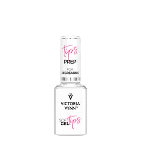 Victoria Vynn Soft Gel Tips Prep for Degreasing - arranged with the included components on a white background