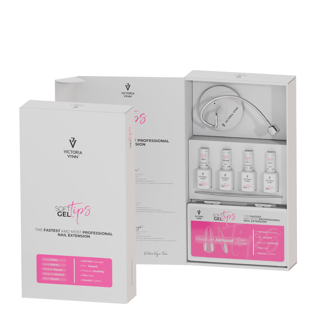 Victoria Vynn Soft Gel Tips Starter Kit with LED Lamp - isolated on a white background