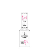 Victoria Vynn Soft Gel Tips Top No Wipe - product and colour sample arranged on a white background