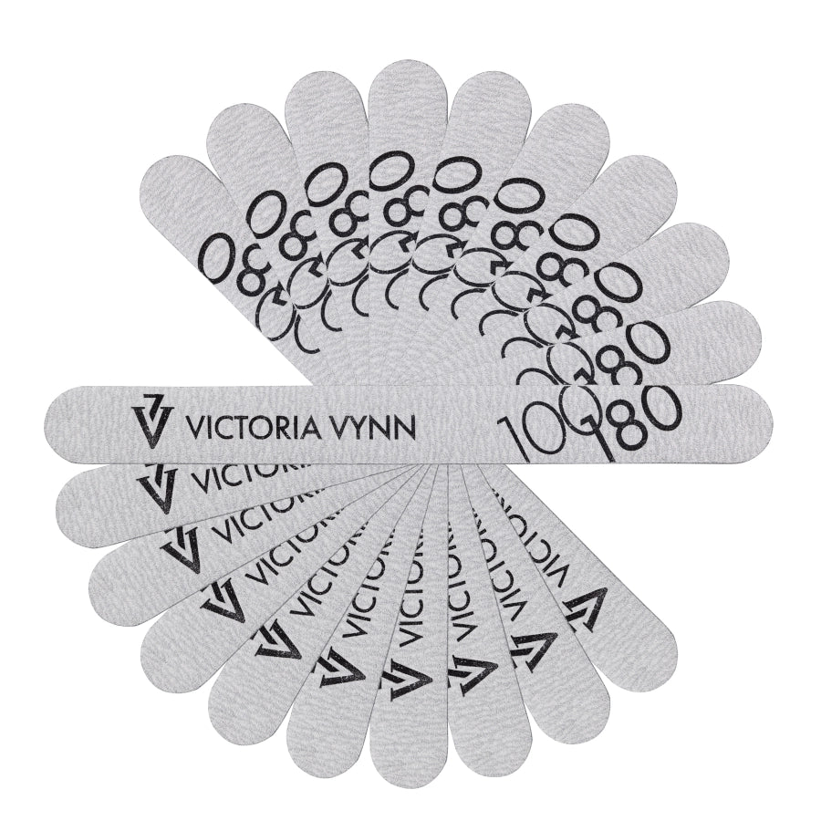 Victoria Vynn Straight Grey Nail Files 100/180 10pcs - isolated on a white background