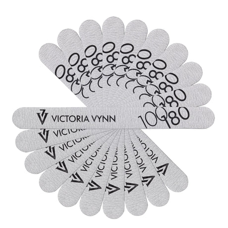 Victoria Vynn Straight Grey Nail Files 100/180 10pcs - isolated on a white background