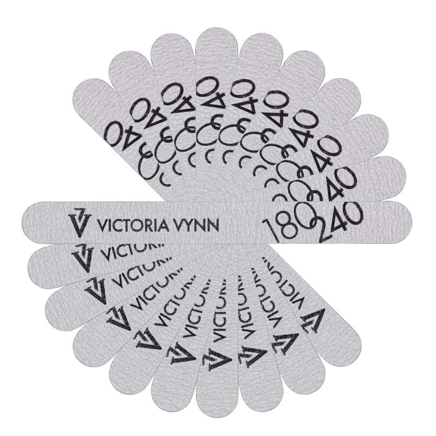 Victoria Vynn Straight Grey Nail Files 180/240 10pcs - isolated on a white background