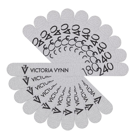 Victoria Vynn Straight Grey Nail Files 180/240 10pcs - isolated on a white background