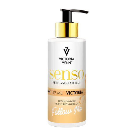 Victoria Vynn Vegan Hand & Body Cream Follow Me - Full Size 250ml - arranged with the included components on a white background