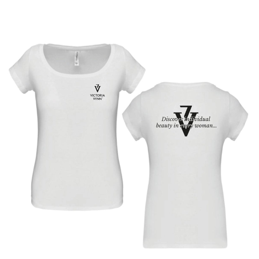 Victoria Vynn Women's White T-Shirt - isolated on a white background
