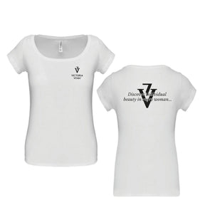 Victoria Vynn Women's White T-Shirt - isolated on a white background