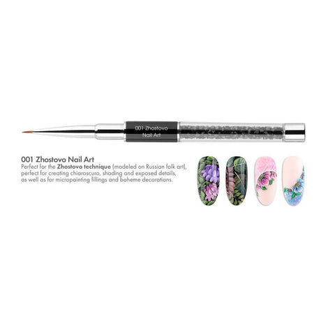 Victoria Vynn Zhostovo Nail Art Brush 001 - shade swatches shown beside the product
