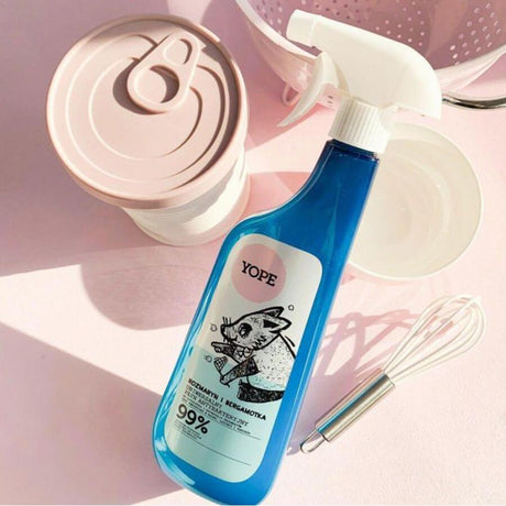Yope Natural & Universal Antibacterial Cleaner Rosemary - product displayed with its packaging on a dark background