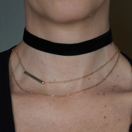 Roxie Stainless Steel Classic Triple Choker Necklace on woman